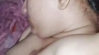 Sleeping wife nude boob press by Bengali husband