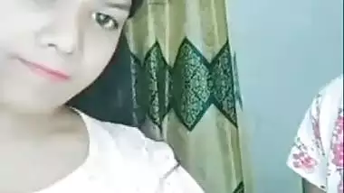 Two girls record their desi lesbian porn during a live show