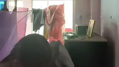 Milk tanker mom removing nighty in living room