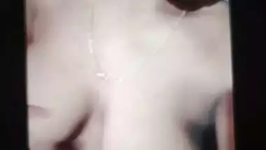 Dark nipples girlfriend sitting nude and fingering