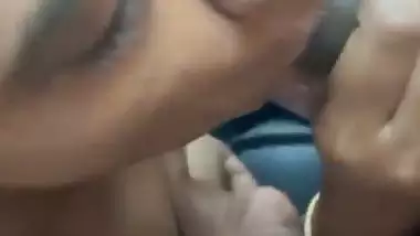 Black dick sucking horny topless girl with boobs show