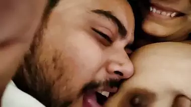 Licking and tickling boobs of beautiful GF