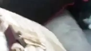 Desi wife boobs press in car