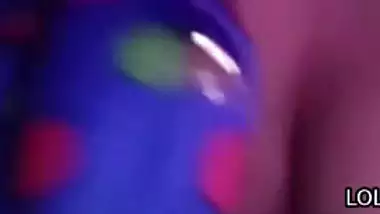 Dark nipples desi girlfriend on video call topless at night