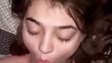 White Indian naked babe sucks the thick dick of her lover