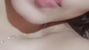 Cute smiling face girl naked on video call to lover