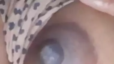 Girlfriend cute boobs showing on video call at night