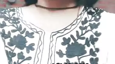 Desi girl in glasses plays with her soft boobs