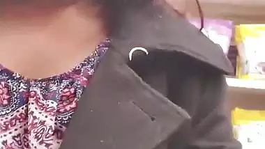 Cute and Sexy Tamil Girl Showing Boobs In Shopping Mall
