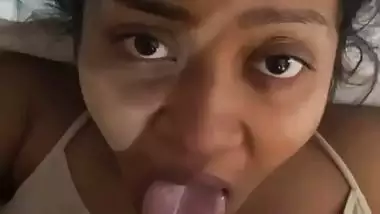 Huge facial cum upon mouth watery blowjob by wife