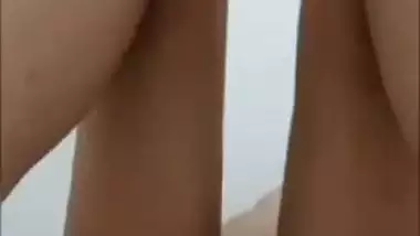 Horny girlfriend spreading legs and pussy show to lover