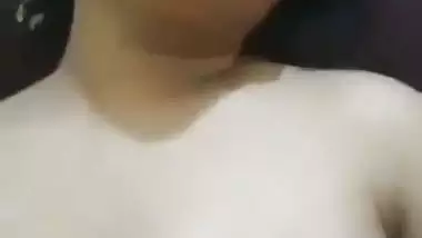 Boob press video with fucking of busty Indian girlfriend