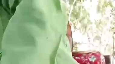 Outdoor sex of a handicapped man with a milf in the jungle