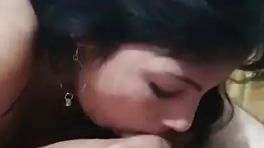 Sexy girl in lingerie sucks lover’s dick in NRI porn