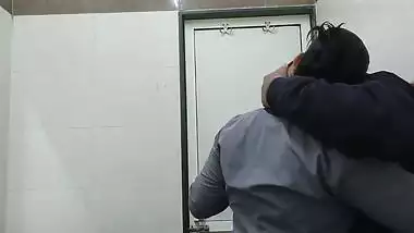 Wife in abroad fucked by office manager in washroom