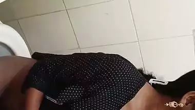 Young wife doggy sex in restroom with manager