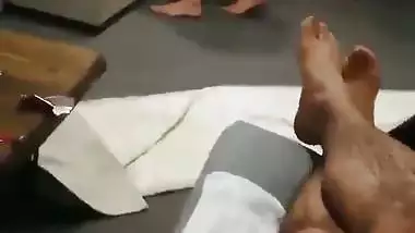 Cuckold sees his desi nude wife getting fucked by a servant